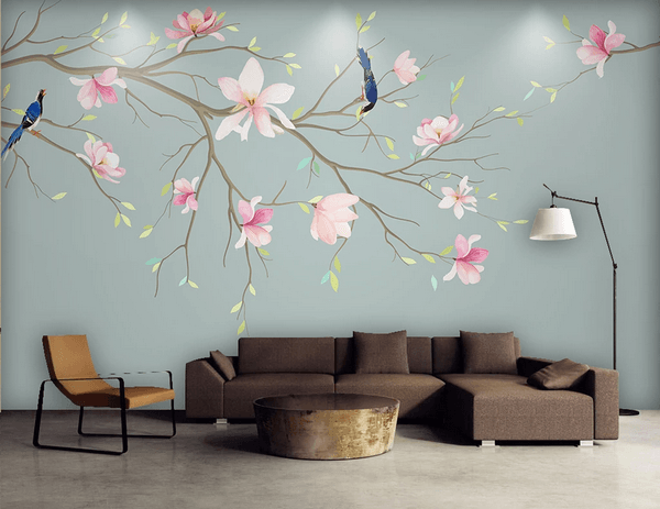 3D Magnolia Blossom Branch Bird Wall Mural Wallpaper 63- Jess Art Decoration