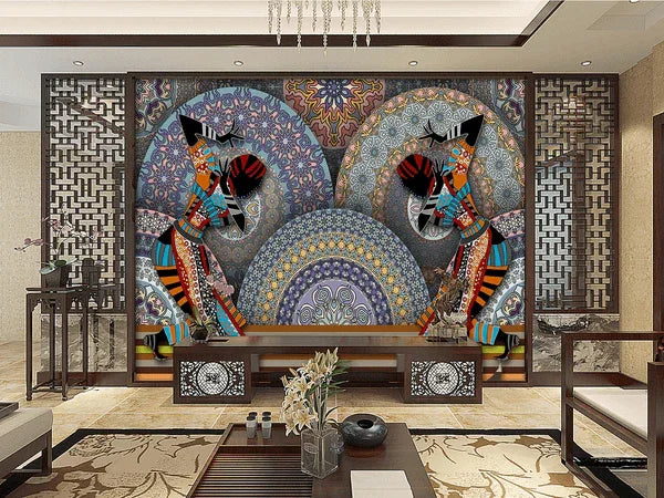 3D Horse Floral Medallion Wall Mural Wallpaper 19- Jess Art Decoration