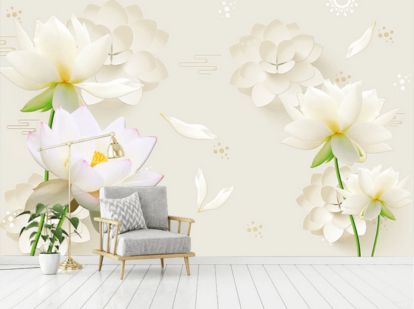 3D Lotus Floral Wall Mural Wallpaper 36- Jess Art Decoration