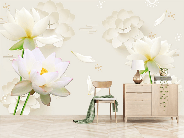 3D Lotus Floral Wall Mural Wallpaper 36- Jess Art Decoration