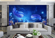 3D Blue Shark Wall Mural Wallpaper 81- Jess Art Decoration