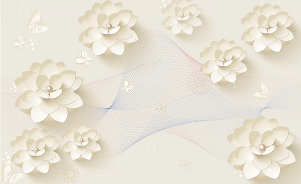 3D White Floral Butterfly Wall Mural Wallpaper 99- Jess Art Decoration