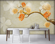 3D Yellow Blossom Floral Branch Wall Mural Wallpaper 124- Jess Art Decoration