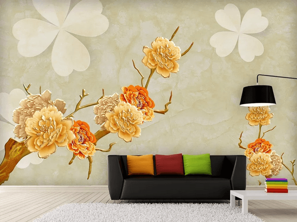 3D Yellow Flower Wall Mural Wallpaper 83- Jess Art Decoration