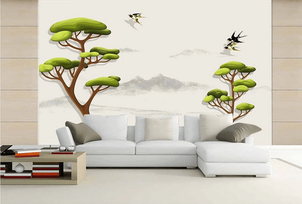 3D Tree Swallow Wall Mural Wallpaper 79- Jess Art Decoration