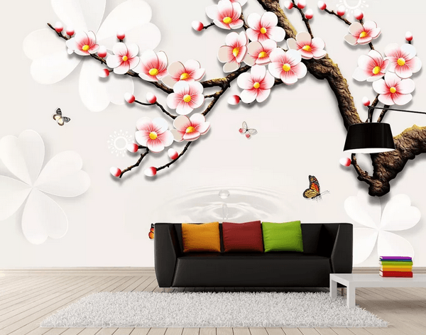 3D Waterdrop Floral Plum Blossom Wall Mural Wallpaper 100- Jess Art Decoration