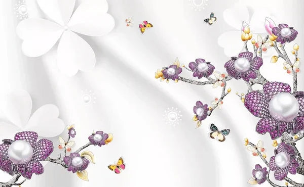 3D Jewelry Floral Silk Wall Mural Wallpaper 85- Jess Art Decoration