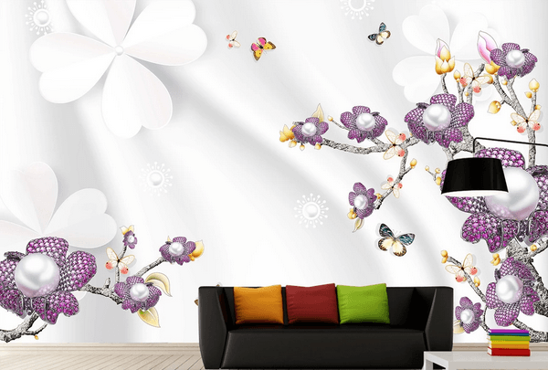 3D Jewelry Floral Silk Wall Mural Wallpaper 85- Jess Art Decoration
