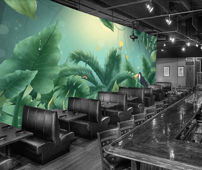 3D Tropical Plants Leaves Toucan Wall Mural Wallpaper 362- Jess Art Decoration