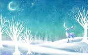 3D Moon Tree Elk Wall Mural Wallpaper 462- Jess Art Decoration