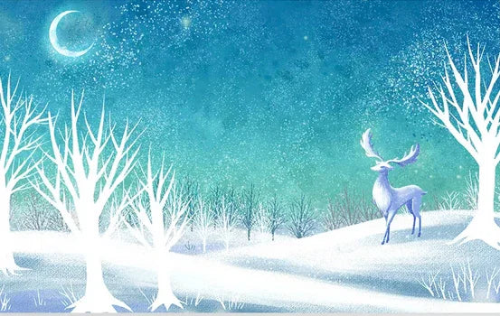 3D Moon Tree Elk Wall Mural Wallpaper 462- Jess Art Decoration