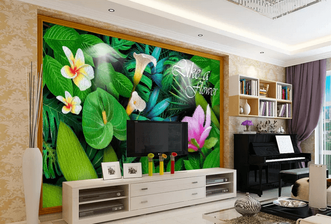 3D Calla Lily Flower Leaves Wall Mural Wallpaper 464- Jess Art Decoration