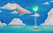3D Ladder Shark Moon Sky Clouds Sea Boat Wall Mural Wallpaper 399- Jess Art Decoration