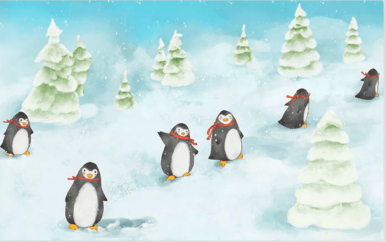 3D Penguin Pine Snow Wall Mural Wallpaper 373- Jess Art Decoration