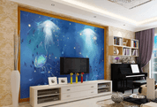 3D Blue Sea Jellyfish Wall Mural Wallpaper 398- Jess Art Decoration