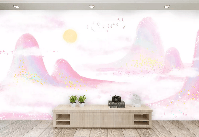 3D Pink Mountains Wall Mural Wallpaper 450- Jess Art Decoration