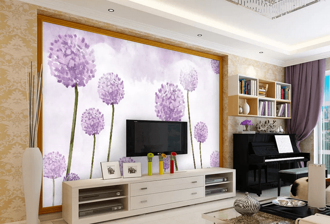 3D Purple Dandelion Wall Mural Wallpaper 388- Jess Art Decoration