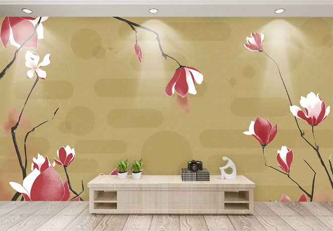 3D Magnolia Geometric Wall Mural Wallpaper 468- Jess Art Decoration