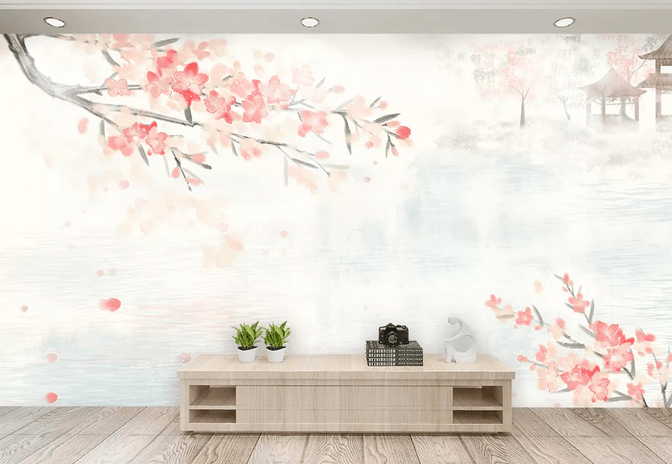 3D Blossom Branch Trees Gazebo Wall Mural Wallpaper 436- Jess Art Decoration