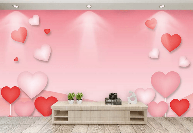 3D Red Heart Pattern Wall Mural Wallpaper 404- Jess Art Decoration