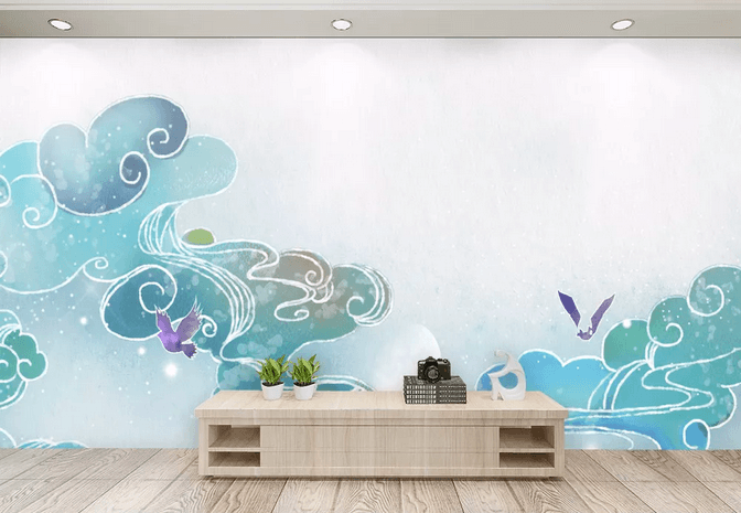 3D Moon Clouds Bird Wall Mural Wallpaper 469- Jess Art Decoration