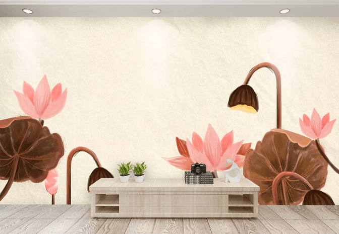 3D Lotus Leaves Wall Mural Wallpaper 471- Jess Art Decoration
