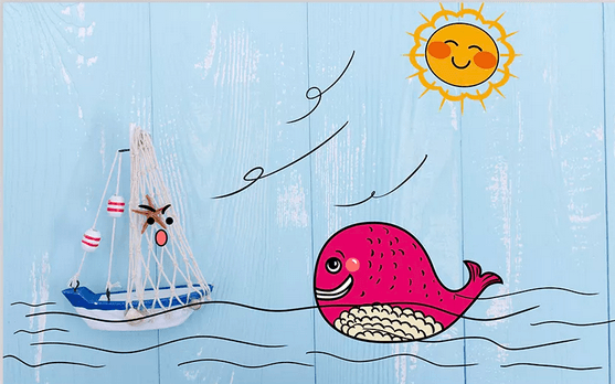 3D Whale Boat Sun Board Kid Wall Mural Wallpaper 400- Jess Art Decoration
