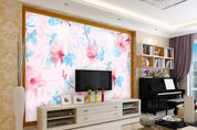 3D Pink Blue Flower Wall Mural Wallpaper 421- Jess Art Decoration