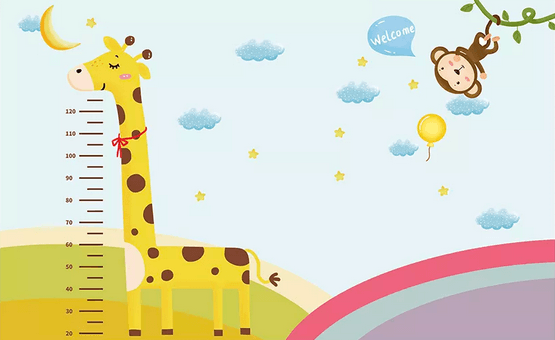 3D Kid Cartoon Giraffe Monkey Height Ruler Wall Mural Wallpaper 396- Jess Art Decoration