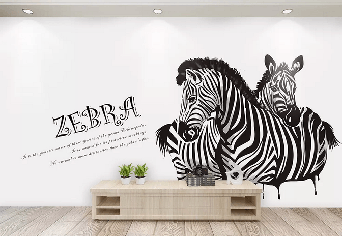 3D Zebra Wall Mural Wallpaper 326- Jess Art Decoration