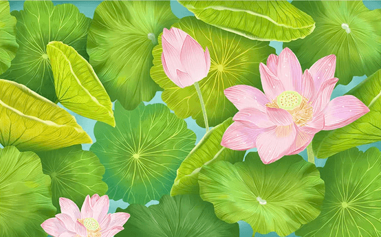3D Lotus Leaves Wall Mural Wallpaper 354- Jess Art Decoration
