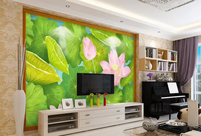 3D Lotus Leaves Wall Mural Wallpaper 354- Jess Art Decoration