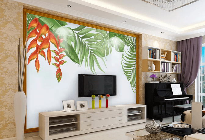 3D Tropical Leaves Flower Wall Mural Wallpaper 307- Jess Art Decoration
