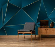 3D Blue Geometric Triangle Wall Mural Wallpaper 344- Jess Art Decoration