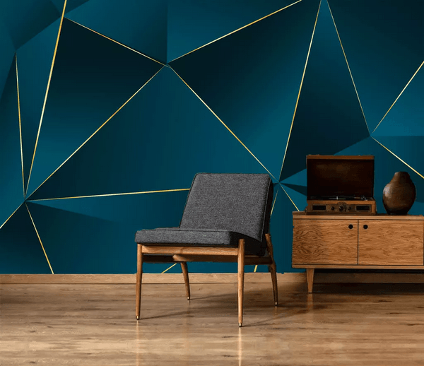 3D Blue Geometric Triangle Wall Mural Wallpaper 344- Jess Art Decoration