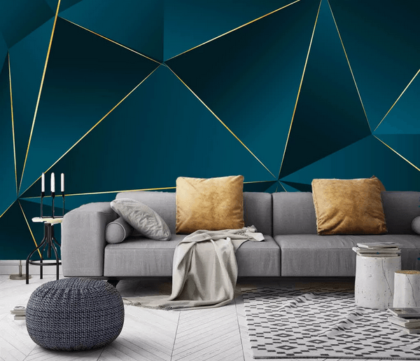 3D Blue Geometric Triangle Wall Mural Wallpaper 344- Jess Art Decoration