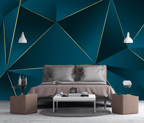 3D Blue Geometric Triangle Wall Mural Wallpaper 344- Jess Art Decoration