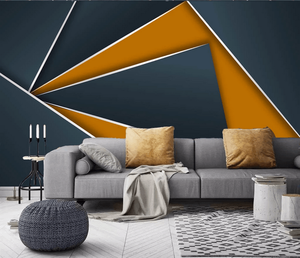 3D Blue Yellow Geometric Triangle Wall Mural Wallpaper 293- Jess Art Decoration