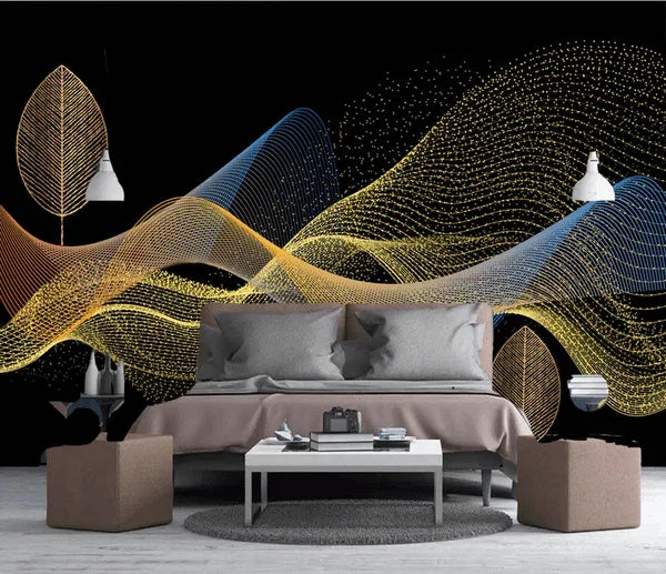 3D Leaves Curve Pattern Wall Mural Wallpaper 340- Jess Art Decoration