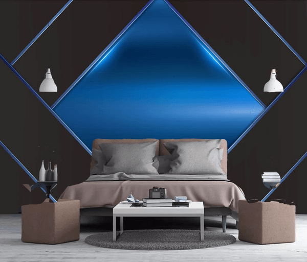 3D Blue Geometric Square Wall Mural Wallpaper 317- Jess Art Decoration