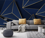 3D Blue Geometric Stripes Triangle Wall Mural Wallpaper 321- Jess Art Decoration