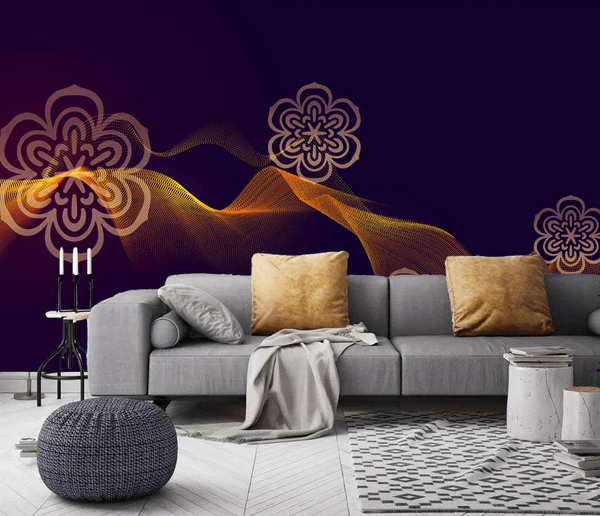 3D Purple Floral Curve Pattern Wall Mural Wallpaper 338- Jess Art Decoration