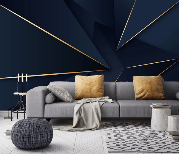 3D Blue Geometric Line Wall Mural Wallpaper 275- Jess Art Decoration
