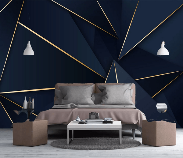 3D Blue Geometric Line Wall Mural Wallpaper 275- Jess Art Decoration