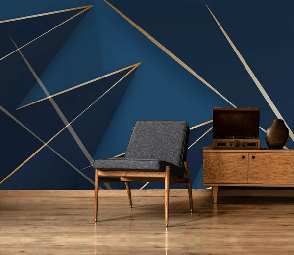 3D Blue Geometric Triangle Line Wall Mural Wallpaper 252- Jess Art Decoration