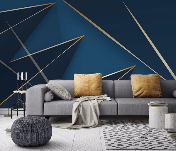 3D Blue Geometric Triangle Line Wall Mural Wallpaper 252- Jess Art Decoration