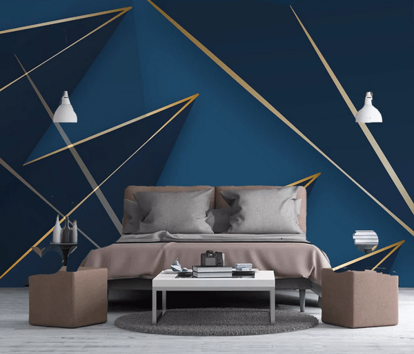 3D Blue Geometric Triangle Line Wall Mural Wallpaper 252- Jess Art Decoration