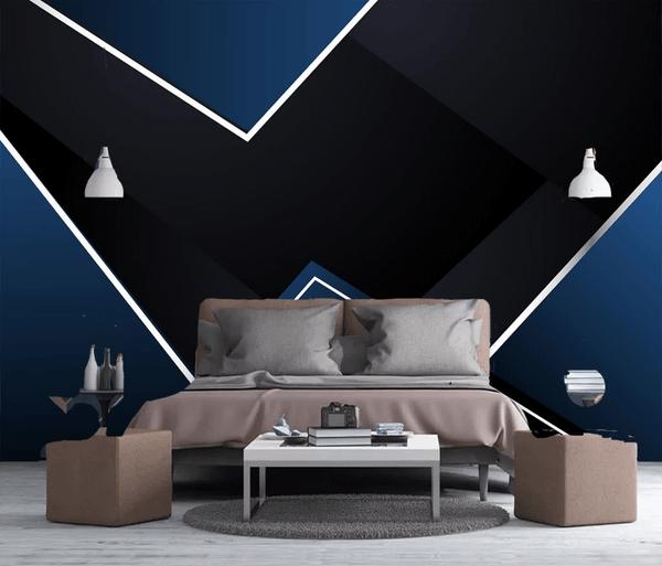 3D Blue Black Geometric Triangle Wall Mural Wallpaper 239- Jess Art Decoration