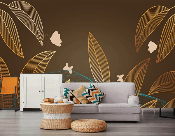 3D Leaves Butterfly Wall Mural Wallpaper 153- Jess Art Decoration