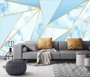 3D Blue Sky Clouds Geometric Triangle Wall Mural Wallpaper 208- Jess Art Decoration